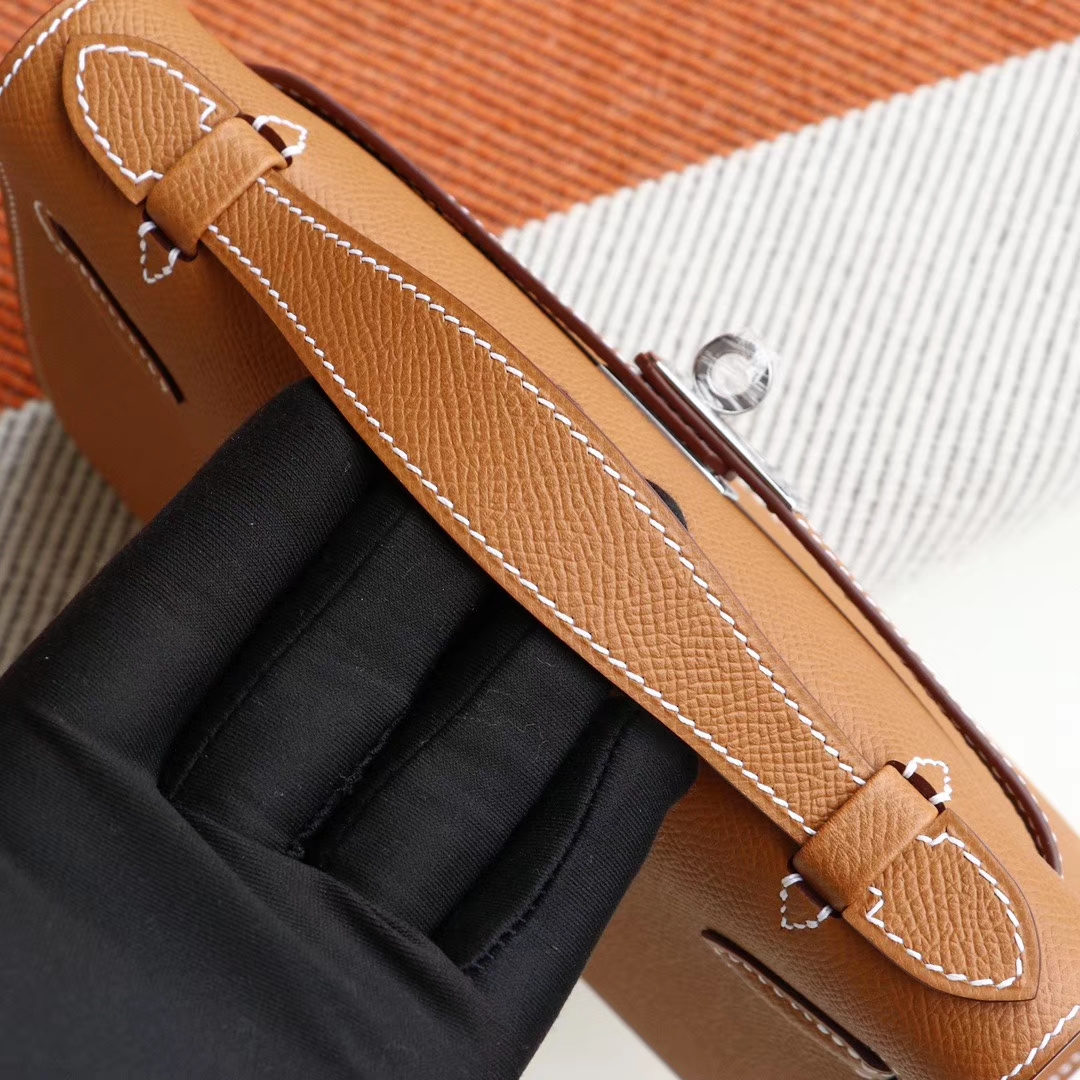 HERMES Garden Party 30CM 花园包 Ck37金棕拼橙帆布