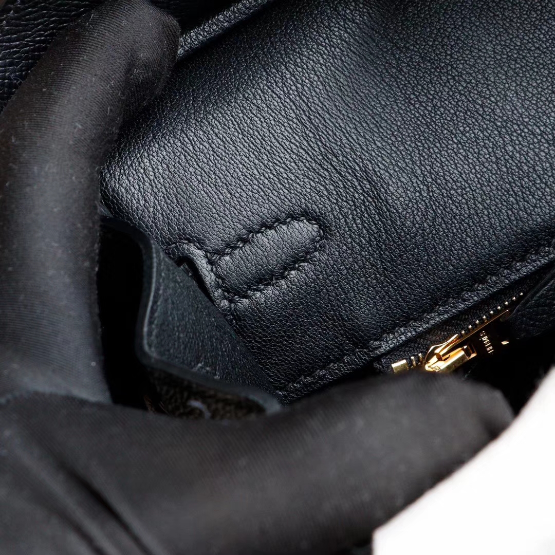 爱马仕 Birkin25CM CC89黑色 铂金包法国Epsom皮 老师傅全手缝 金扣