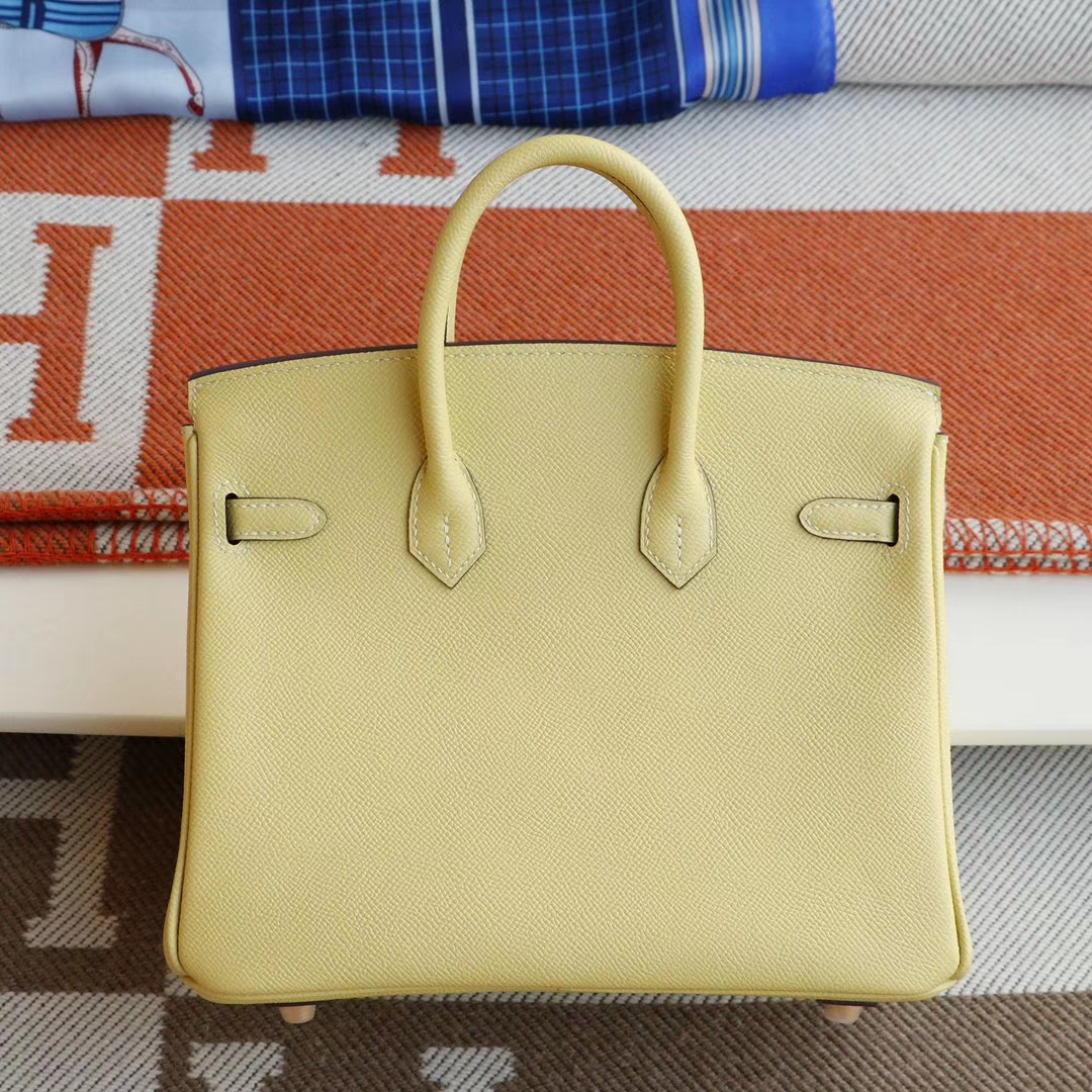HERMES C9鹅蛋黄 金扣 Birkin25CM 法国Epsom小牛皮 纯手缝蜡线缝制工艺