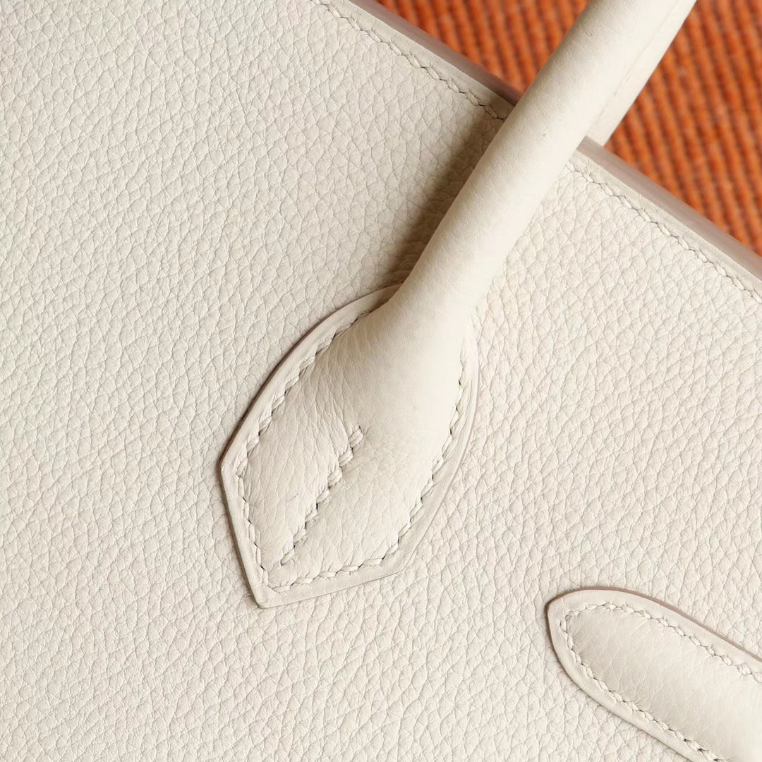 HERMES CC10 奶昔白 铂金包 birkin30cm 法国togo小牛皮 银扣