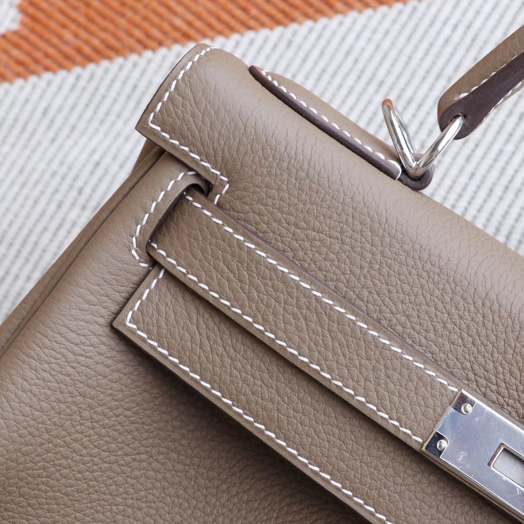 HERMES Ck18大象灰 Kelly28cm 原厂togo皮 金扣 内缝 凯莉包 老师傅纯手工制作
