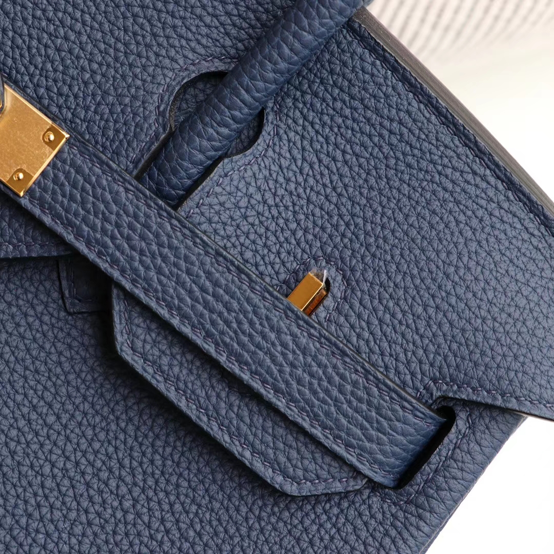 HERMES 沉重冷静大方 2Z午夜蓝 铂金包 birkin30cm 法国togo小牛皮 金扣