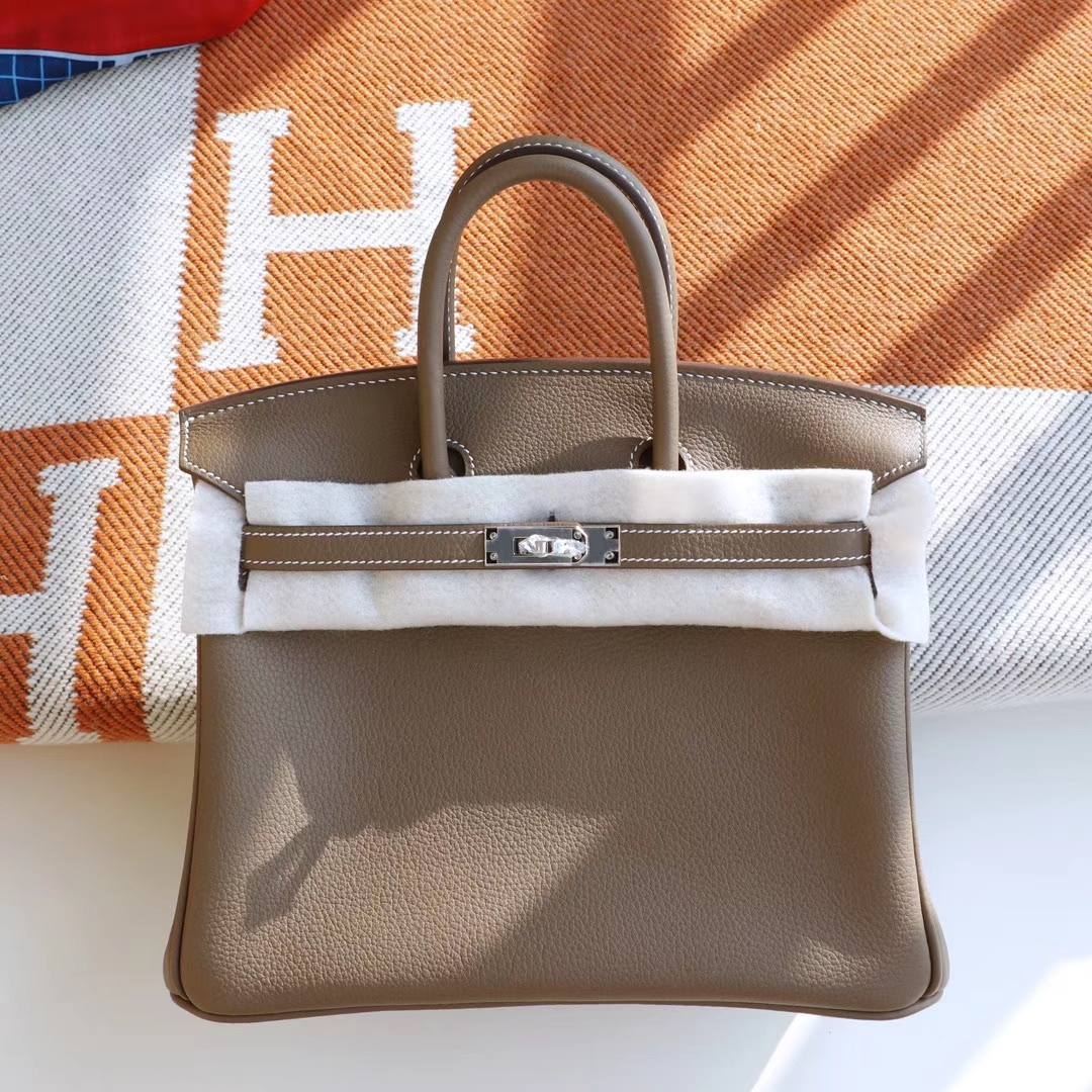 HERMES Birkin25CM Ck18大象灰 铂金包 法国Togo皮 老师傅全手缝 银扣