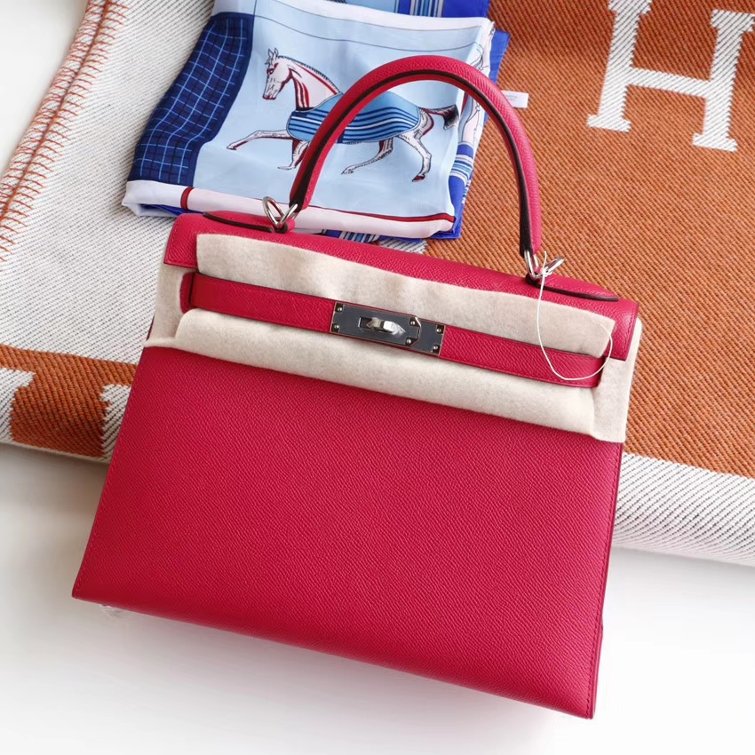HERMES i6极致粉 最新色 很鲜艳 Kelly28cm Epsom 凯莉包 老师傅纯手工制作