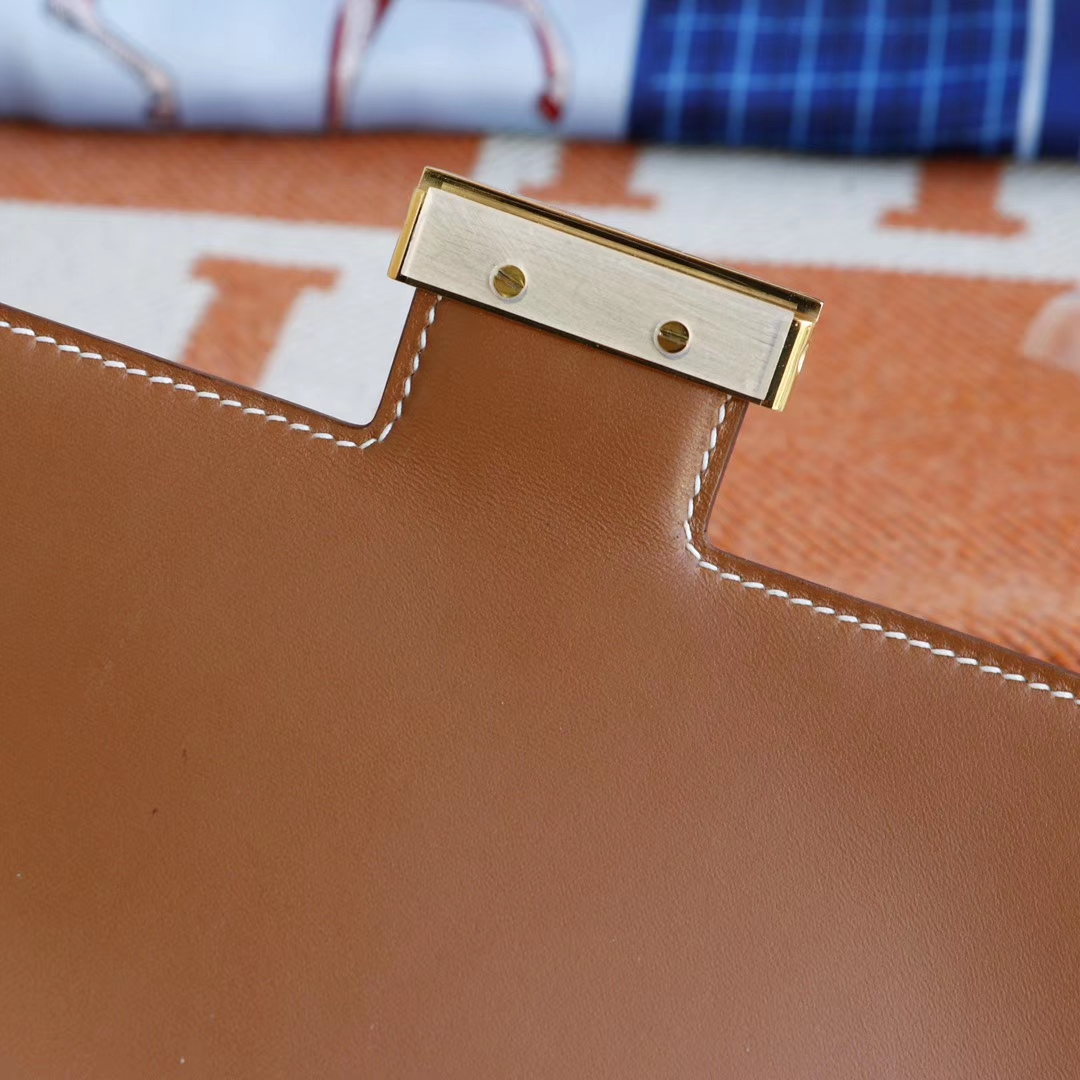 HERMES CK37金棕 金扣 Constance24CM 空姐包 原厂Epsom皮 纯手工手缝工艺制作