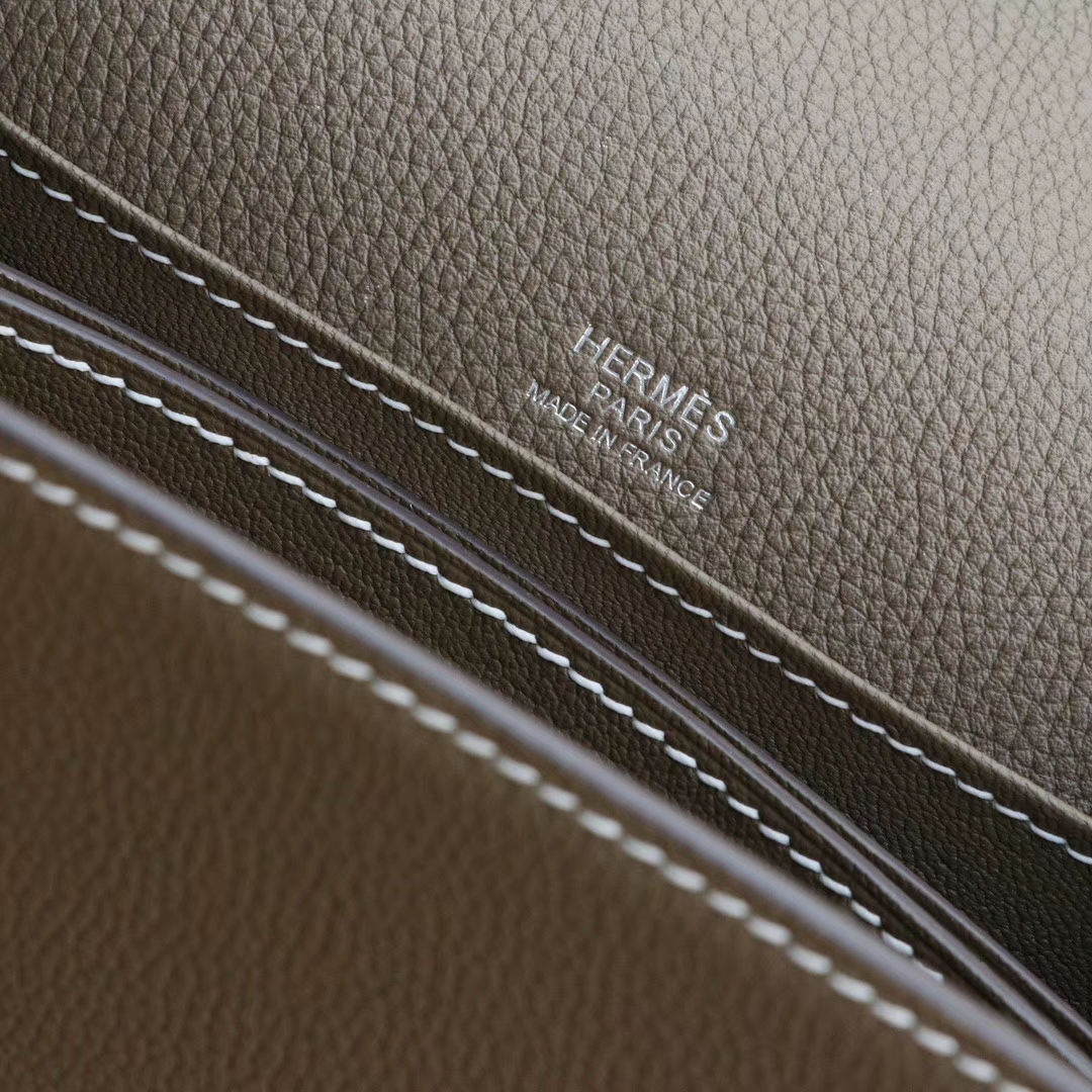 HERMES 爱马仕 CK18大象灰 银扣 Roulis19CM 猪鼻子包 原厂Togo皮 顶级纯手缝工艺缝制