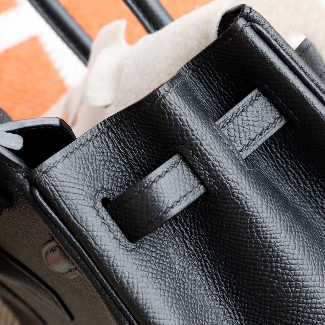 爱马仕 Birkin25CM CC89黑色 铂金包法国Epsom皮 老师傅全手缝 金扣
