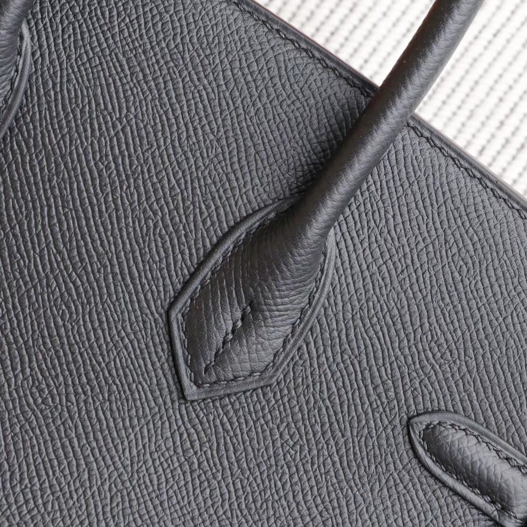 HERMES Birkin25CM CC89黑色 铂金包法国Epsom皮 老师傅全手缝 金扣