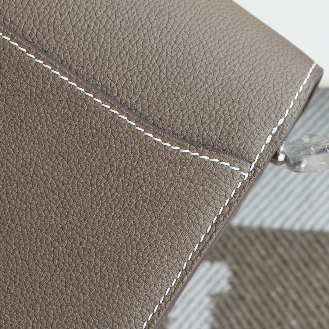 HERMES 爱马仕 CK18大象灰 银扣 Roulis19CM 猪鼻子包 原厂Togo皮 顶级纯手缝工艺缝制