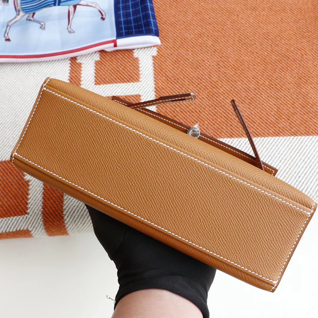 HERMES Garden Party 30CM 花园包 Ck37金棕拼橙帆布