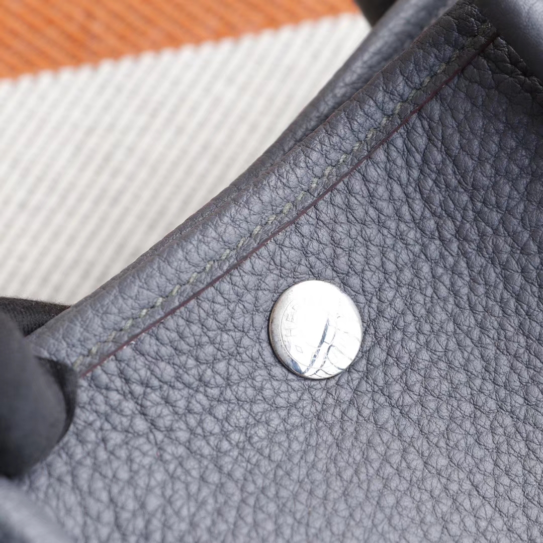 HERMES garden Party花园包30CM 专柜御用Nagonda皮 2Z午夜蓝 Hermes爱马仕家老师傅纯手缝工艺