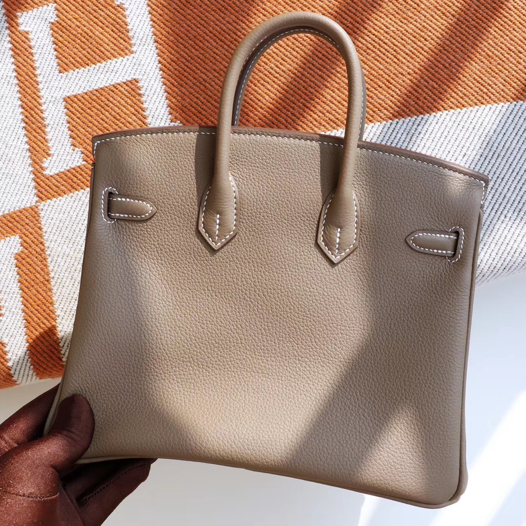 HERMES Birkin25CM Ck18大象灰 铂金包 法国Togo皮 老师傅全手缝 银扣