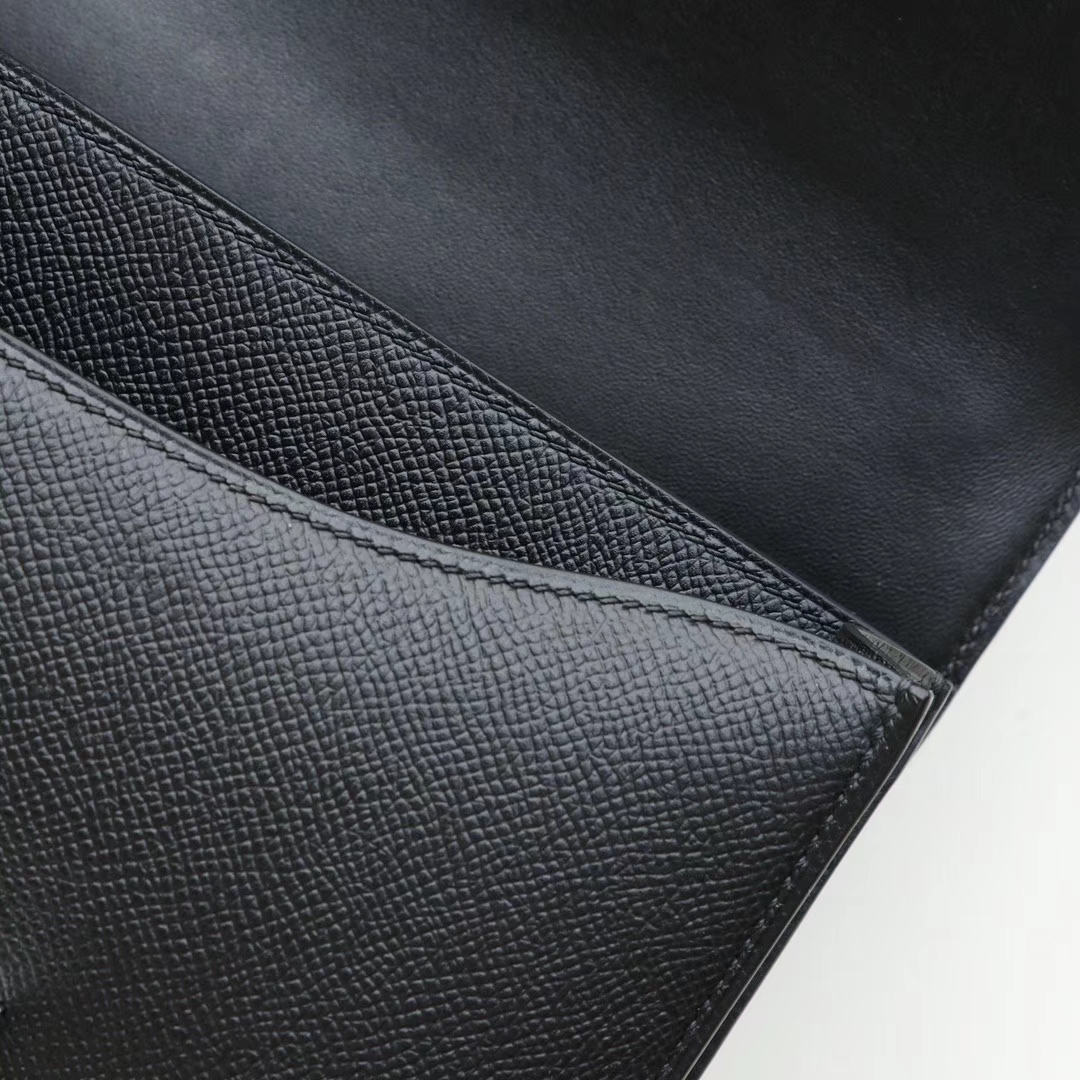 HERMES CC89黑色 Constance24CM 空姐包 原厂Epsom皮 银扣 纯手工手缝工艺制作