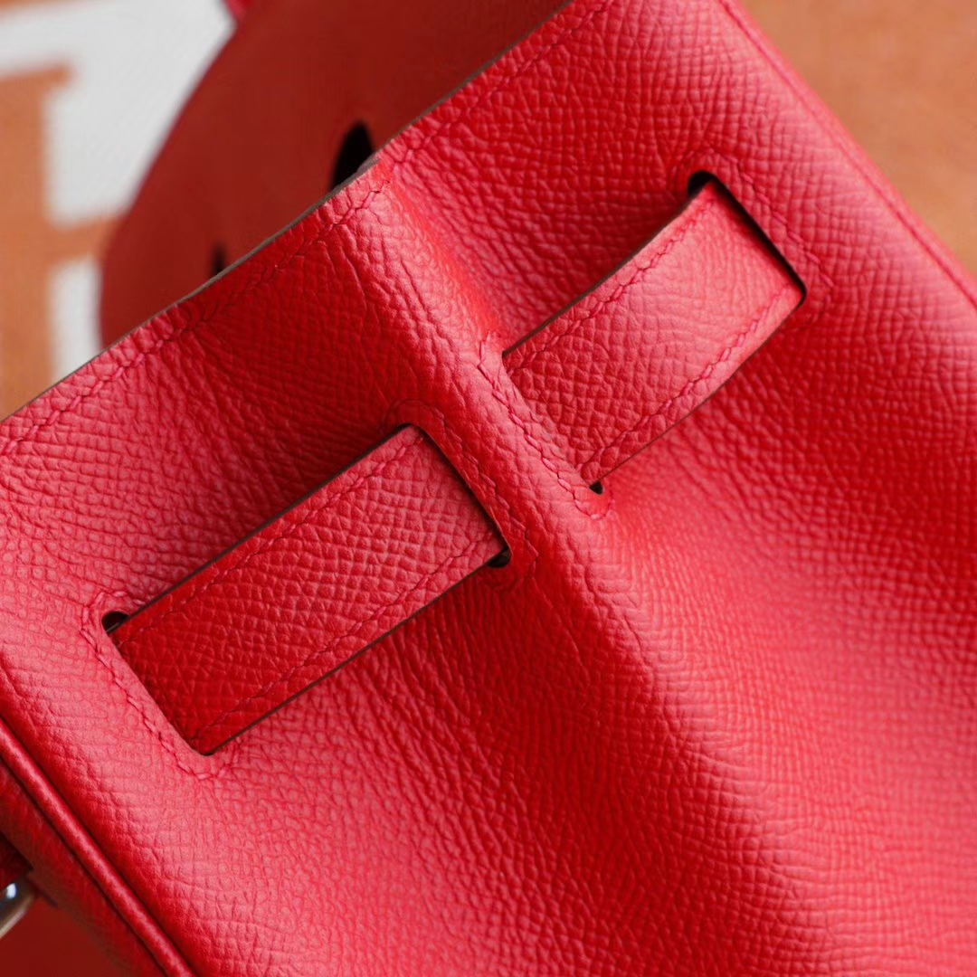HERMES Q5国旗红 银扣 Birkin30CM 法国Epsom小牛皮 纯手缝蜡线缝制工艺