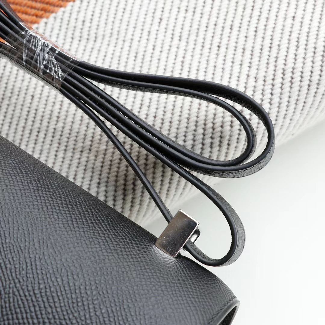 HERMES CC89黑色 Constance24CM 空姐包 原厂Epsom皮 银扣 纯手工手缝工艺制作