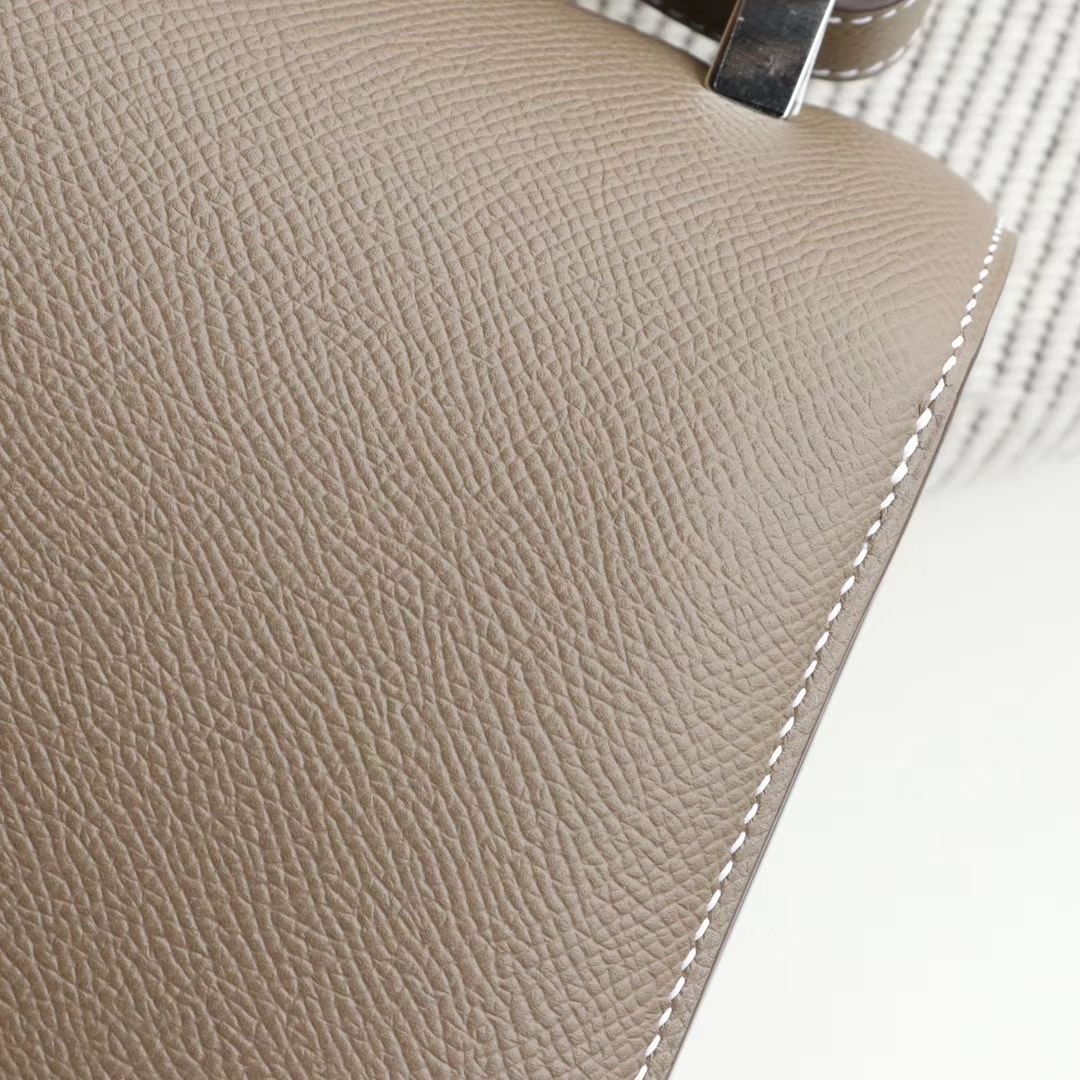 HERMES Ck18大象灰 Constance24CM 空姐包 原厂Epsom皮 银扣 纯手工手缝工艺制作