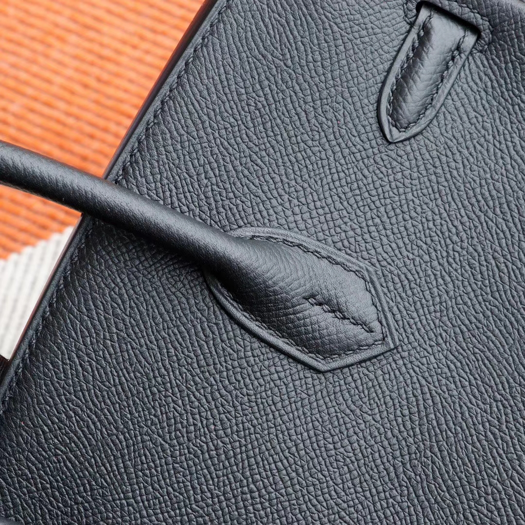 爱马仕 Birkin25CM CC89黑色 铂金包法国Epsom皮 老师傅全手缝 金扣