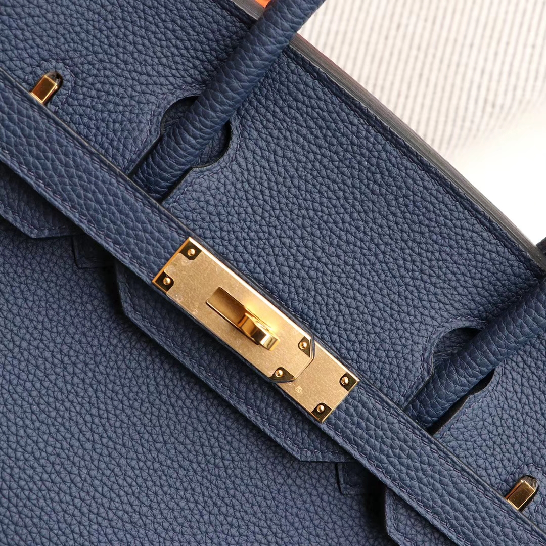 HERMES 沉重冷静大方 2Z午夜蓝 铂金包 birkin30cm 法国togo小牛皮 金扣