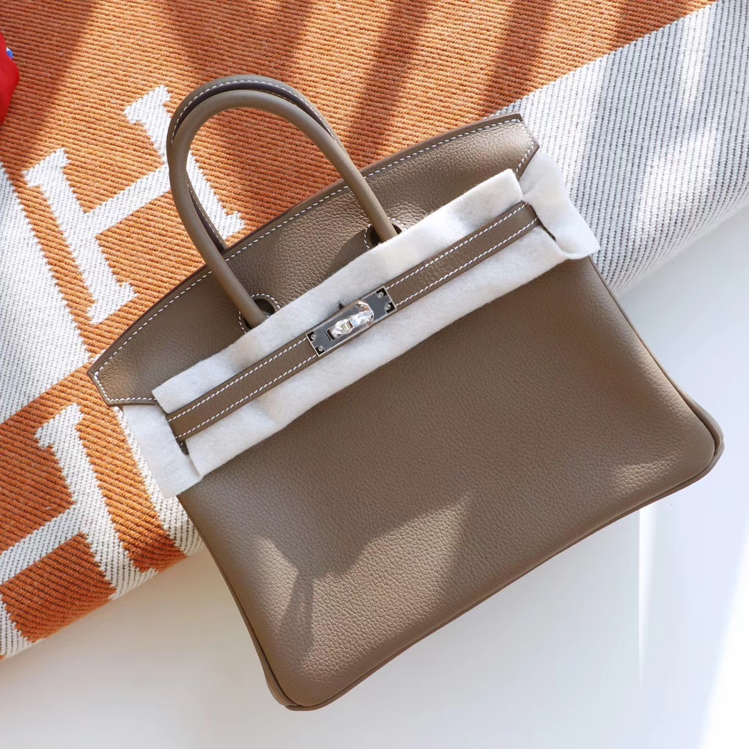 HERMES Birkin25CM Ck18大象灰 铂金包 法国Togo皮 老师傅全手缝 银扣