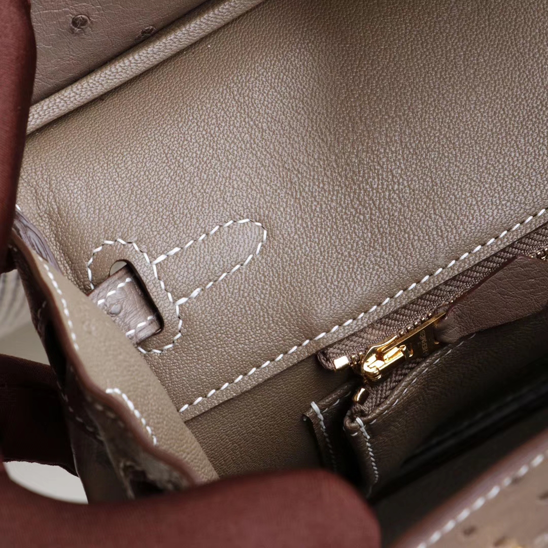 HERMES Birkin25CM Ck18大象灰 南非Kk鸵鸟皮 老师傅全手缝 金扣