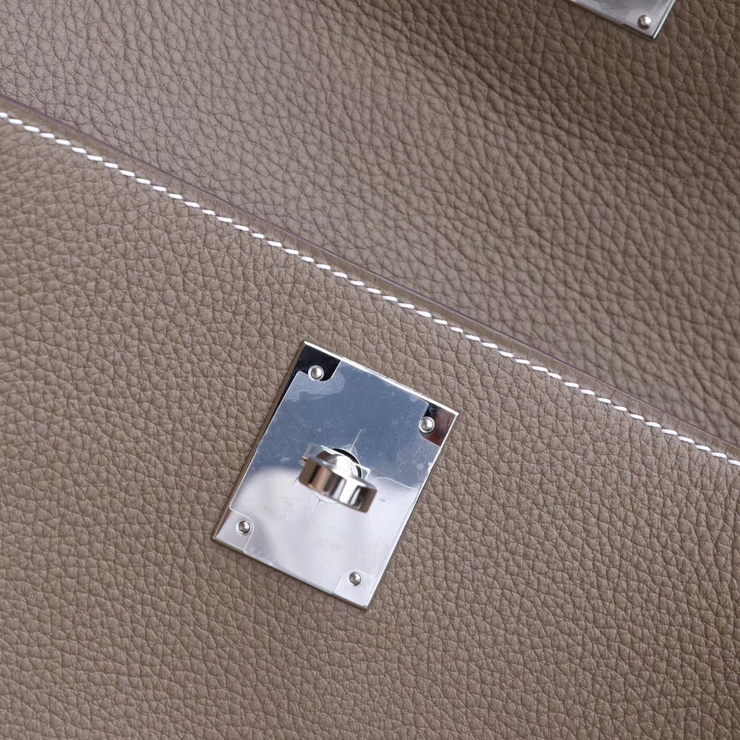 HERMES Ck18大象灰 Kelly28cm 原厂togo皮 金扣 内缝 凯莉包 老师傅纯手工制作