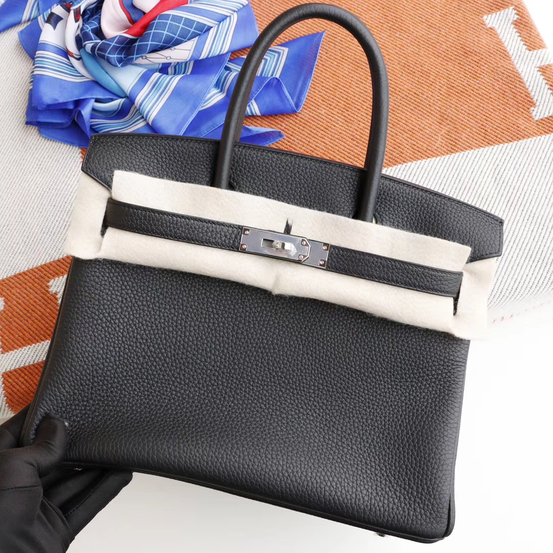 HERMES 现货、CC89 经典黑 Birkin30CM Togo皮 银扣