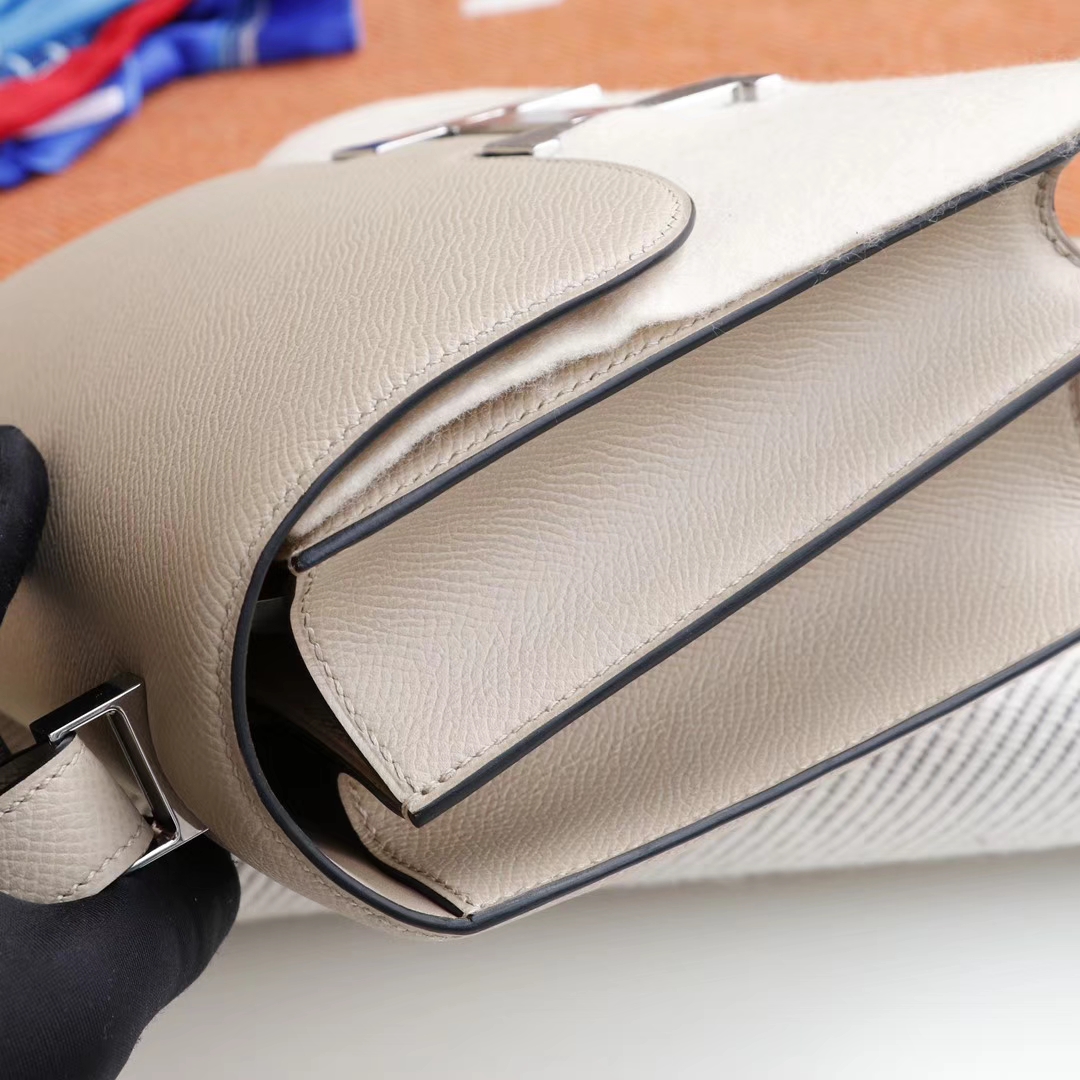 HERMES Ck81斑鸠灰 Constance24CM 空姐包 原厂Epsom皮 银扣 纯手工手缝工艺制作