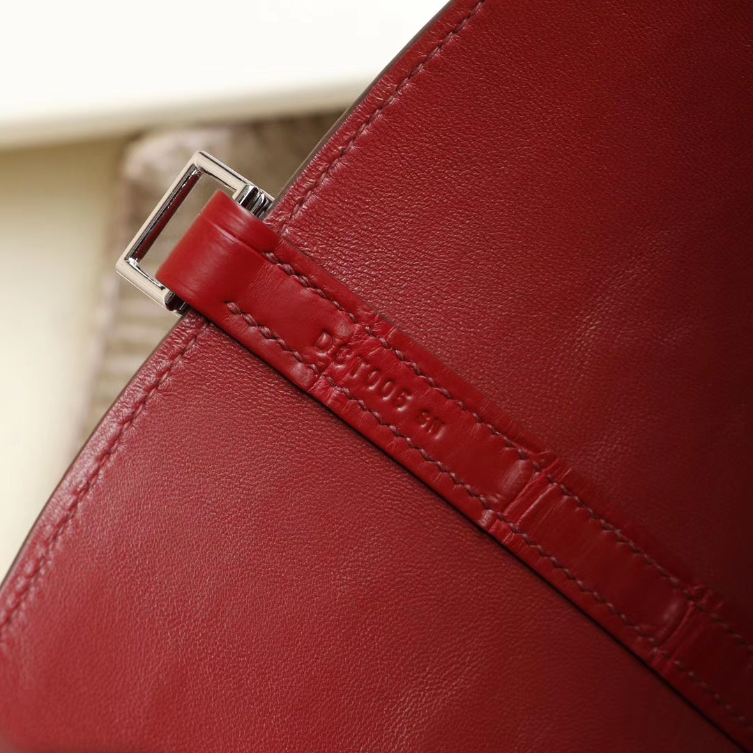HERMES B5宝石红 银扣 Picotin Lock 菜篮子22CM 雾面鳄鱼俩点 纯手缝手工缝制工艺