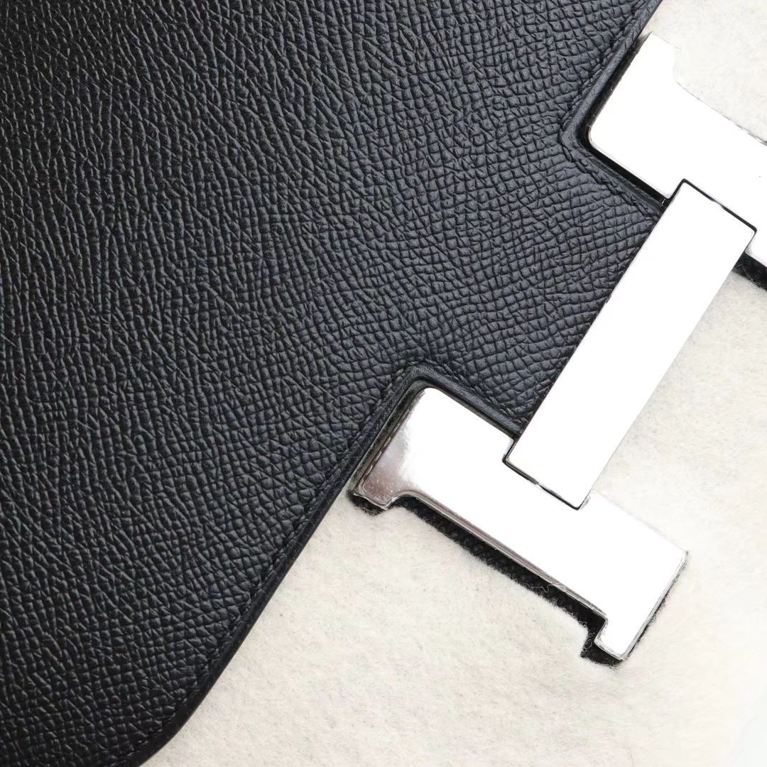 HERMES CC89黑色 Constance24CM 空姐包 原厂Epsom皮 银扣 纯手工手缝工艺制作