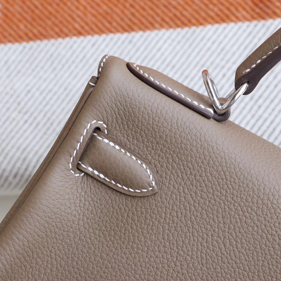HERMES Ck18大象灰 Kelly28cm 原厂togo皮 金扣 内缝 凯莉包 老师傅纯手工制作