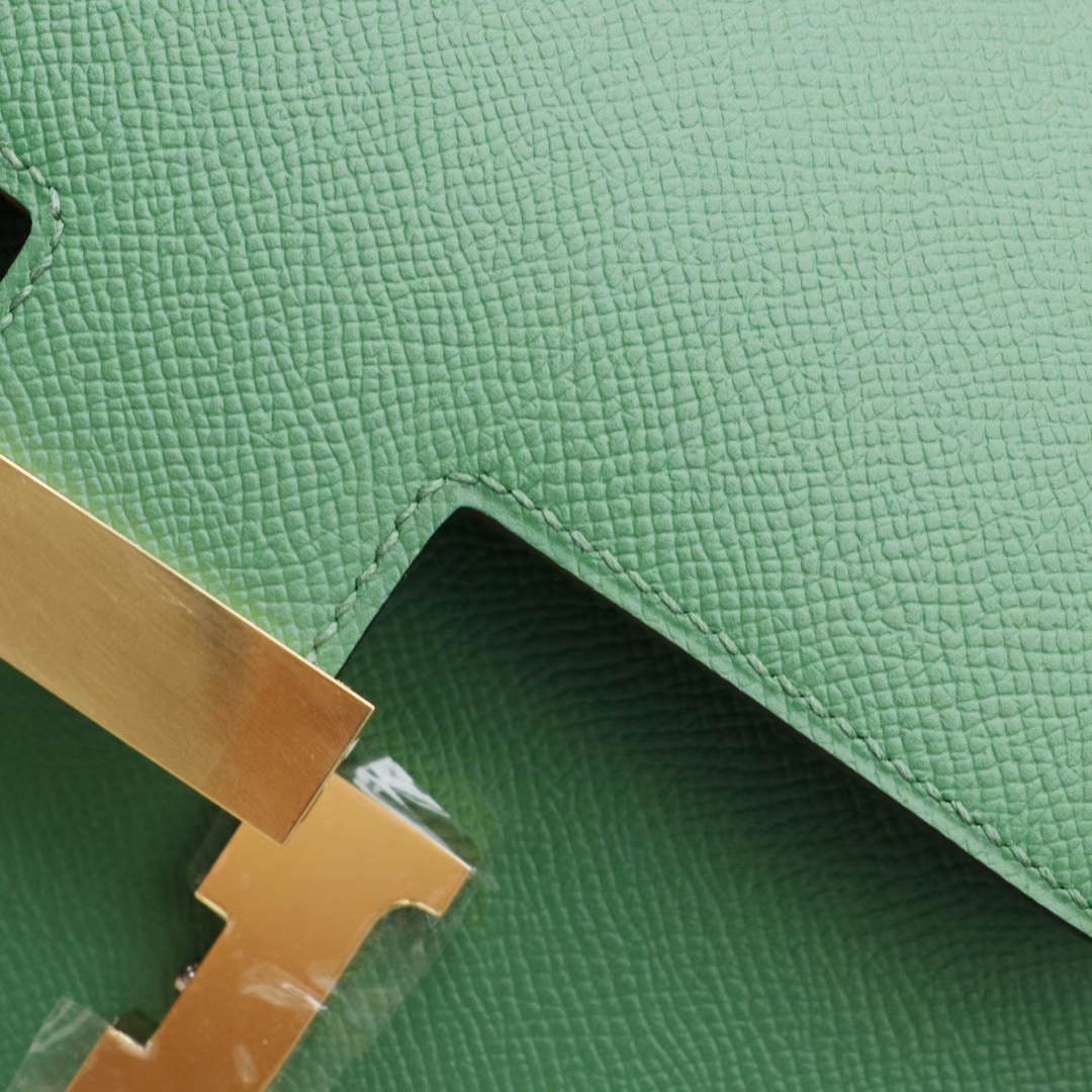 HERMES 1K竹子绿 Constance24CM 空姐包 原厂Epsom皮 银扣 纯手工手缝工艺制作