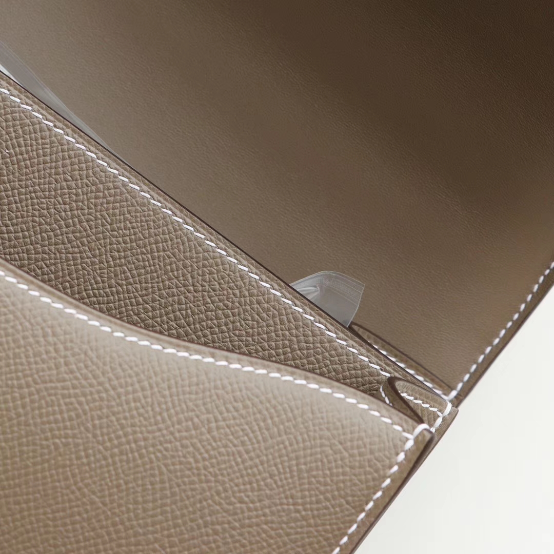 HERMES Ck18大象灰 Constance24CM 空姐包 原厂Epsom皮 银扣 纯手工手缝工艺制作