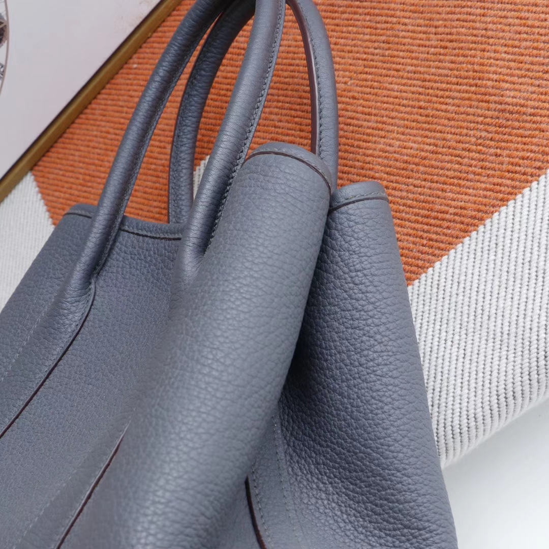 HERMES garden Party花园包30CM 专柜御用Nagonda皮 2Z午夜蓝 Hermes爱马仕家老师傅纯手缝工艺