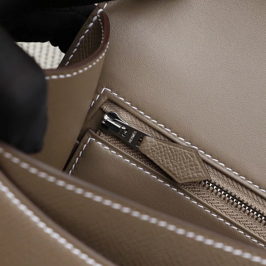 HERMES Ck18大象灰 Constance24CM 空姐包 原厂Epsom皮 银扣 纯手工手缝工艺制作