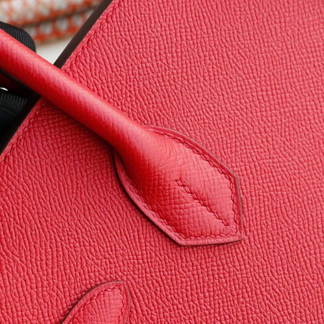 HERMES Q5国旗红 银扣 Birkin30CM 法国Epsom小牛皮 纯手缝蜡线缝制工艺