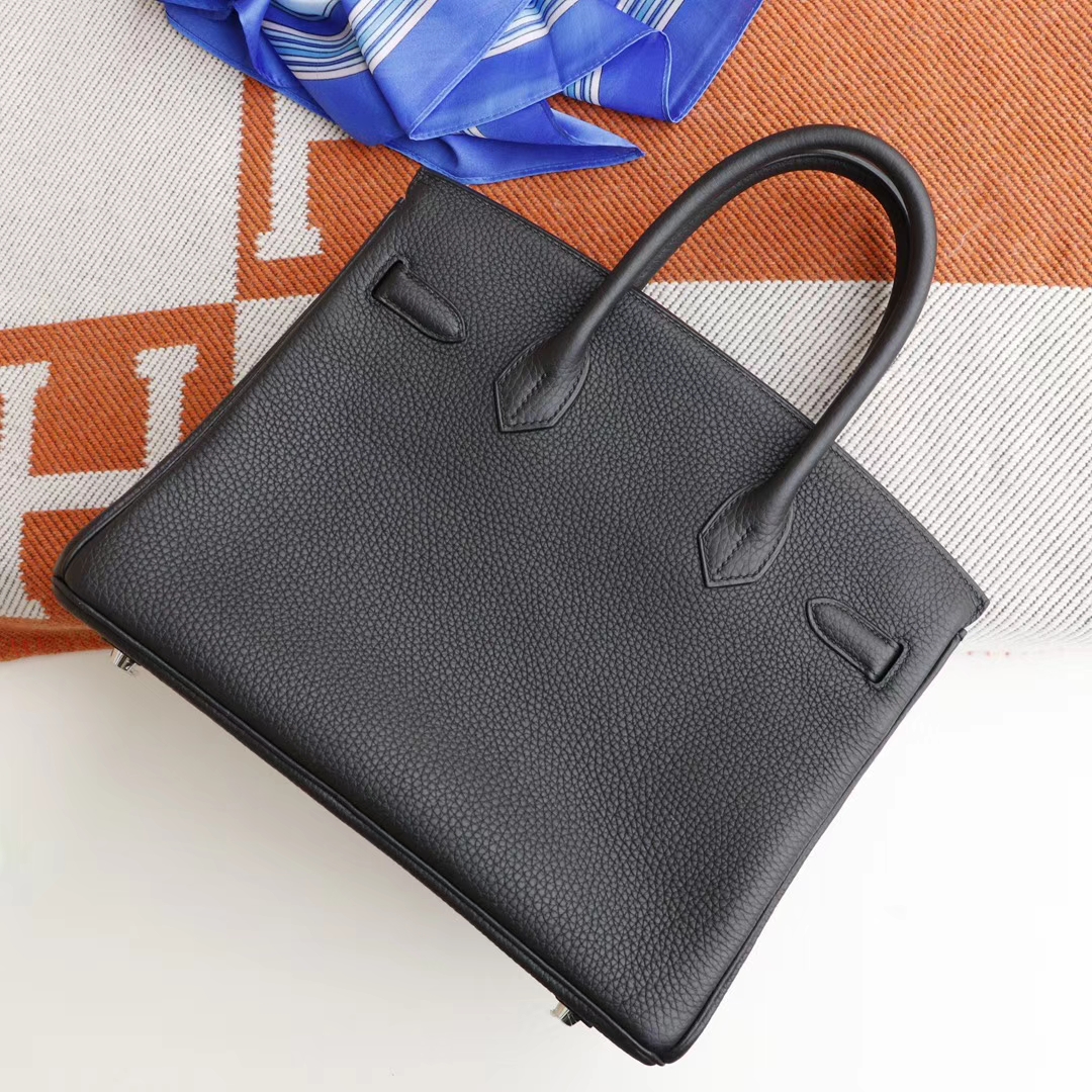 HERMES 现货、CC89 经典黑 Birkin30CM Togo皮 银扣