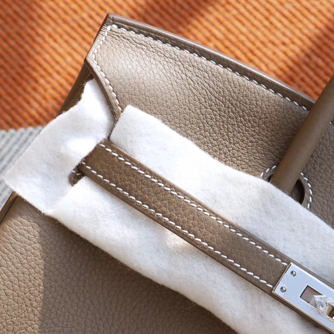 HERMES Birkin25CM Ck18大象灰 铂金包 法国Togo皮 老师傅全手缝 银扣