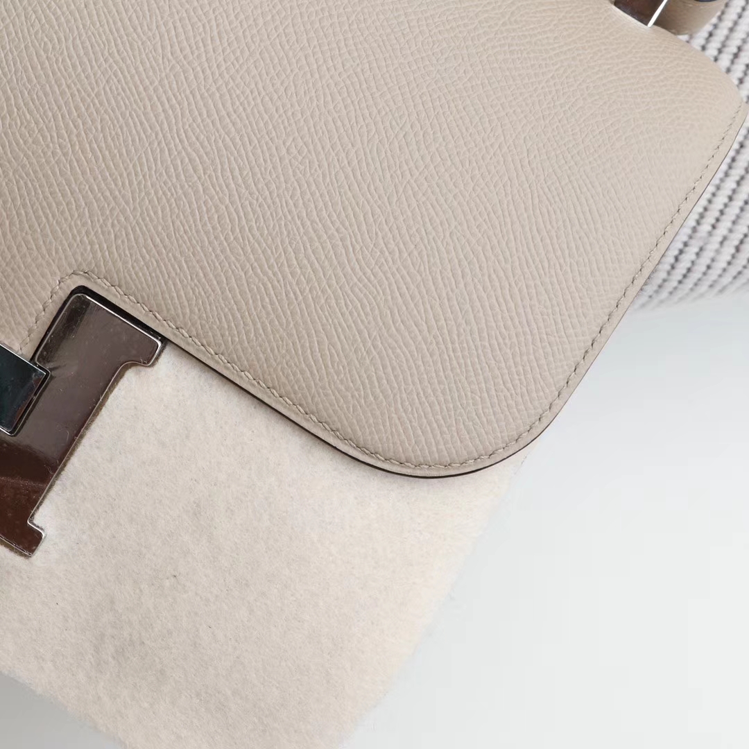 HERMES Ck81斑鸠灰 Constance24CM 空姐包 原厂Epsom皮 银扣 纯手工手缝工艺制作