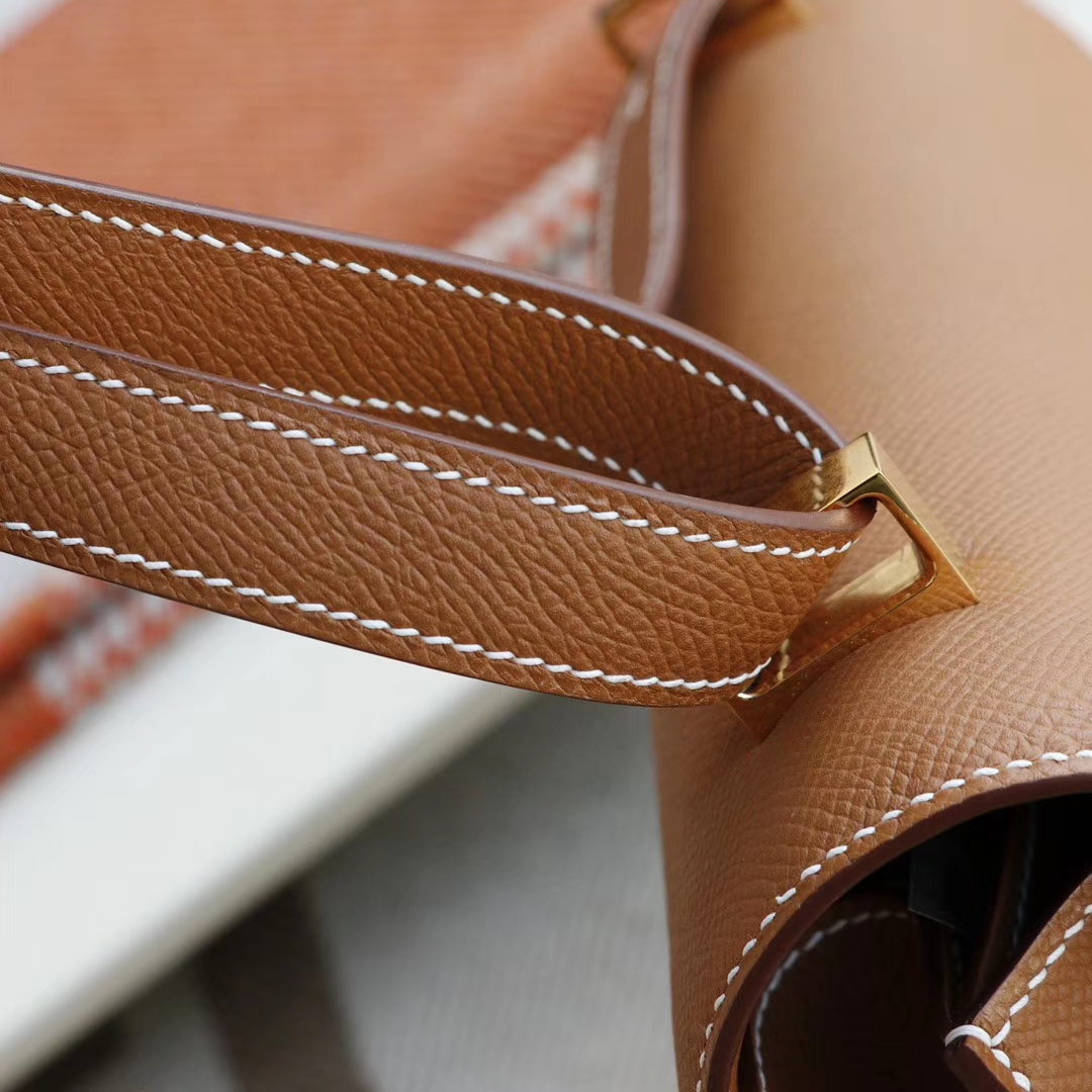 HERMES CK37金棕 金扣 Constance24CM 空姐包 原厂Epsom皮 纯手工手缝工艺制作