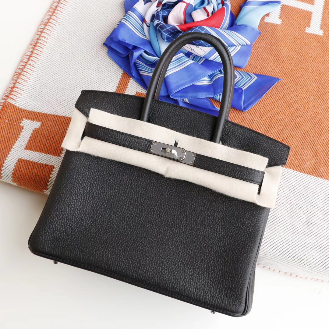 HERMES 现货、CC89 经典黑 Birkin30CM Togo皮 银扣