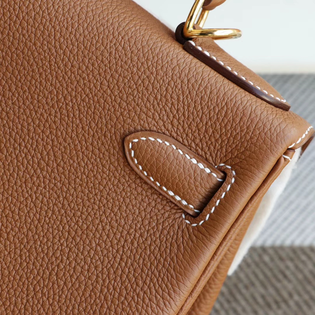 Hermes CK37金棕 内缝 金扣 Kelly28CM 原厂Togo皮 凯丽凯莉包 纯手缝蜡线缝制