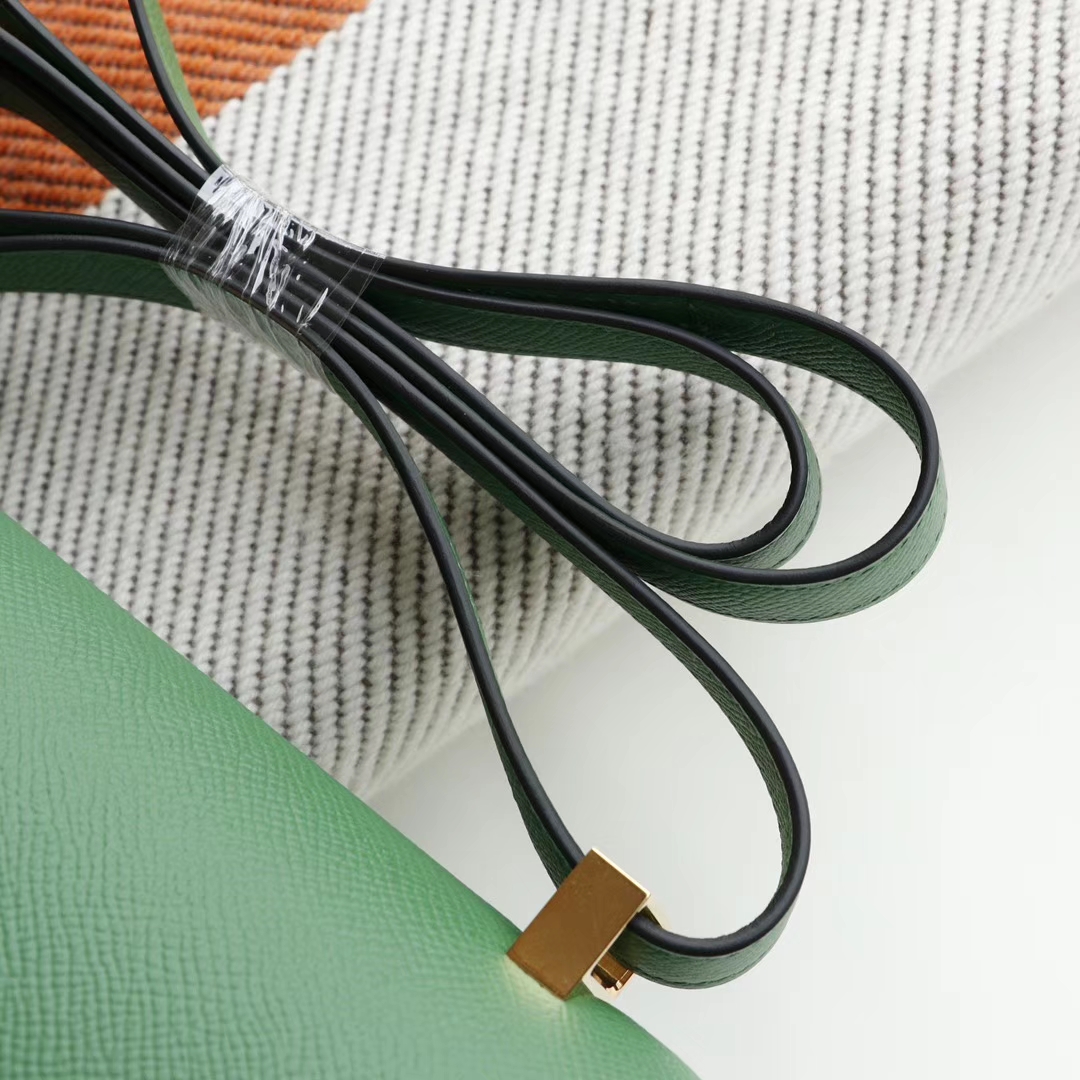 HERMES 1K竹子绿 Constance24CM 空姐包 原厂Epsom皮 银扣 纯手工手缝工艺制作