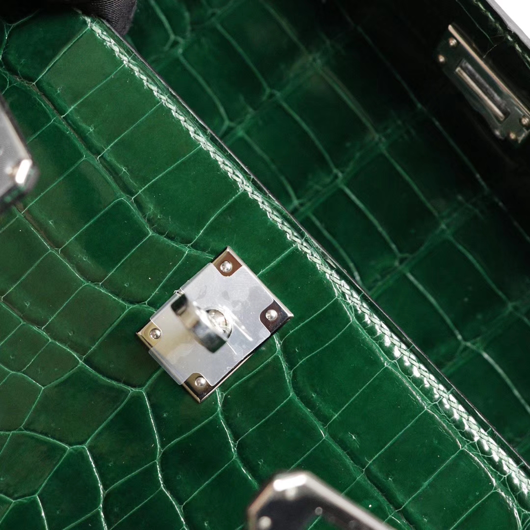 HERMES 爱马仕hermes mini kelly pochette一代 美洲鳄鱼 6Q祖母绿 刻口