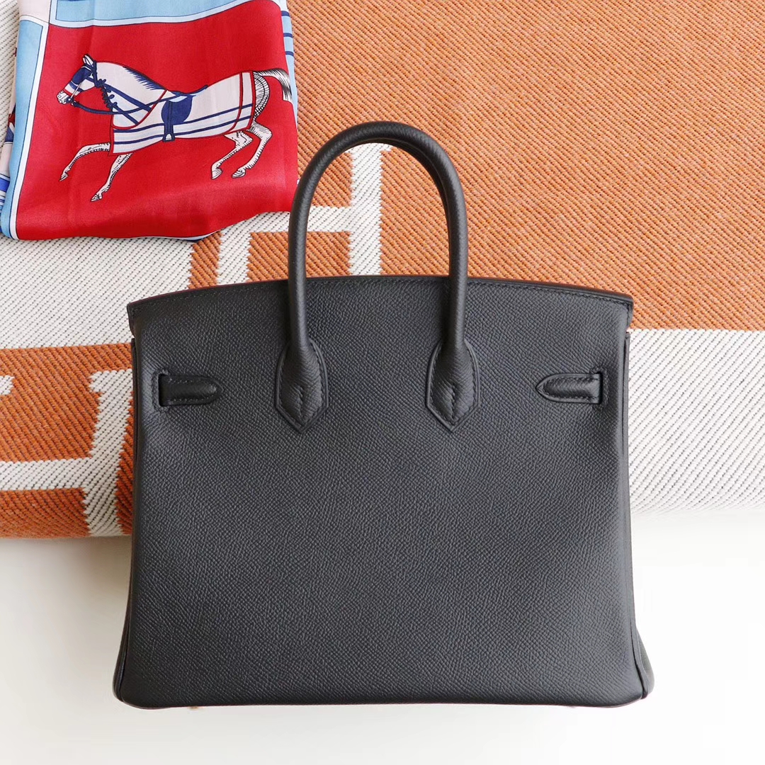 HERMES Birkin25CM CC89黑色 铂金包法国Epsom皮 老师傅全手缝 金扣