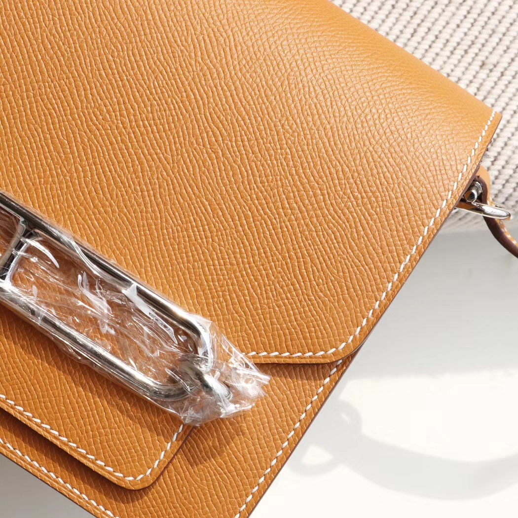 HERMES Ck18金棕 Roulis19CM 猪鼻子包 原厂Epsom皮 顶级纯手缝工艺缝制