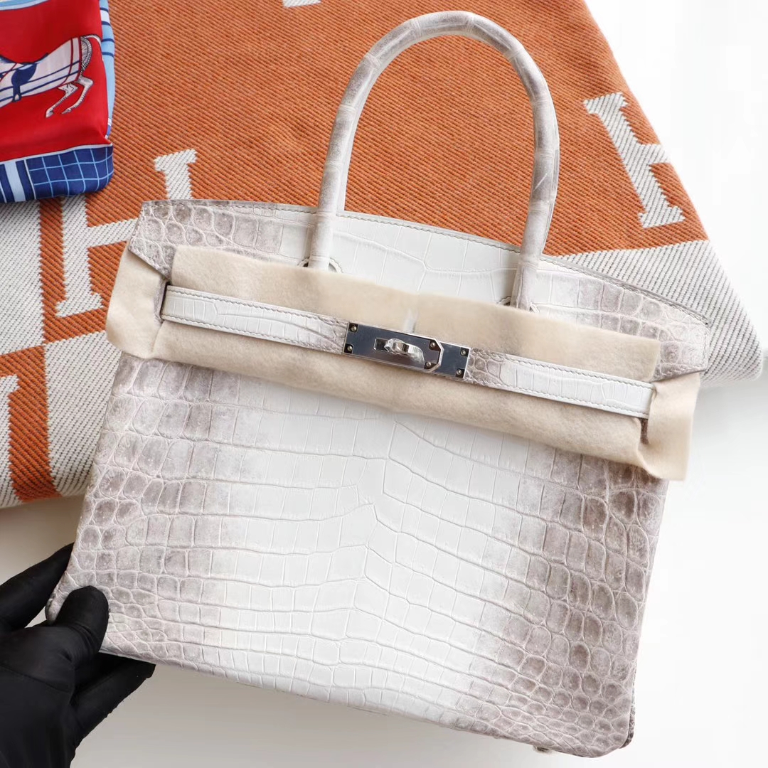 HERMES 喜马拉雅鳄鱼白 Birkin30CM 铂金包 永垂不朽的经典颜色 看着就高贵！纯手缝蜡线！
