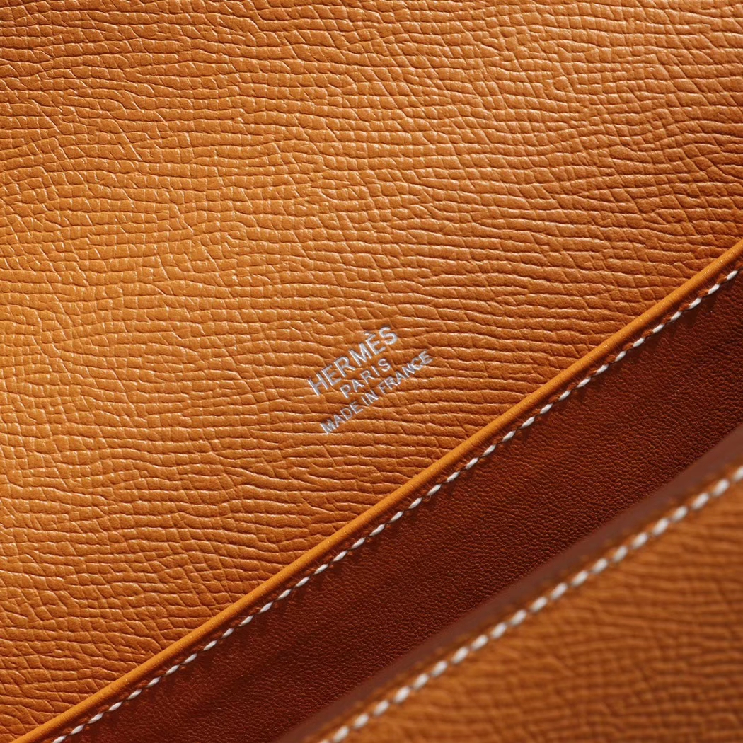 HERMES Ck18金棕 Roulis19CM 猪鼻子包 原厂Epsom皮 顶级纯手缝工艺缝制