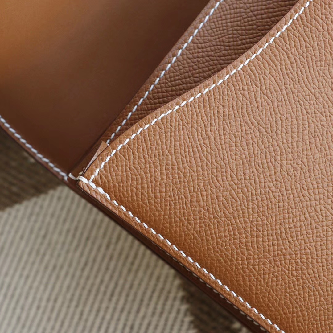 HERMES CK37金棕 金扣 Constance24CM 空姐包 原厂Epsom皮 纯手工手缝工艺制作