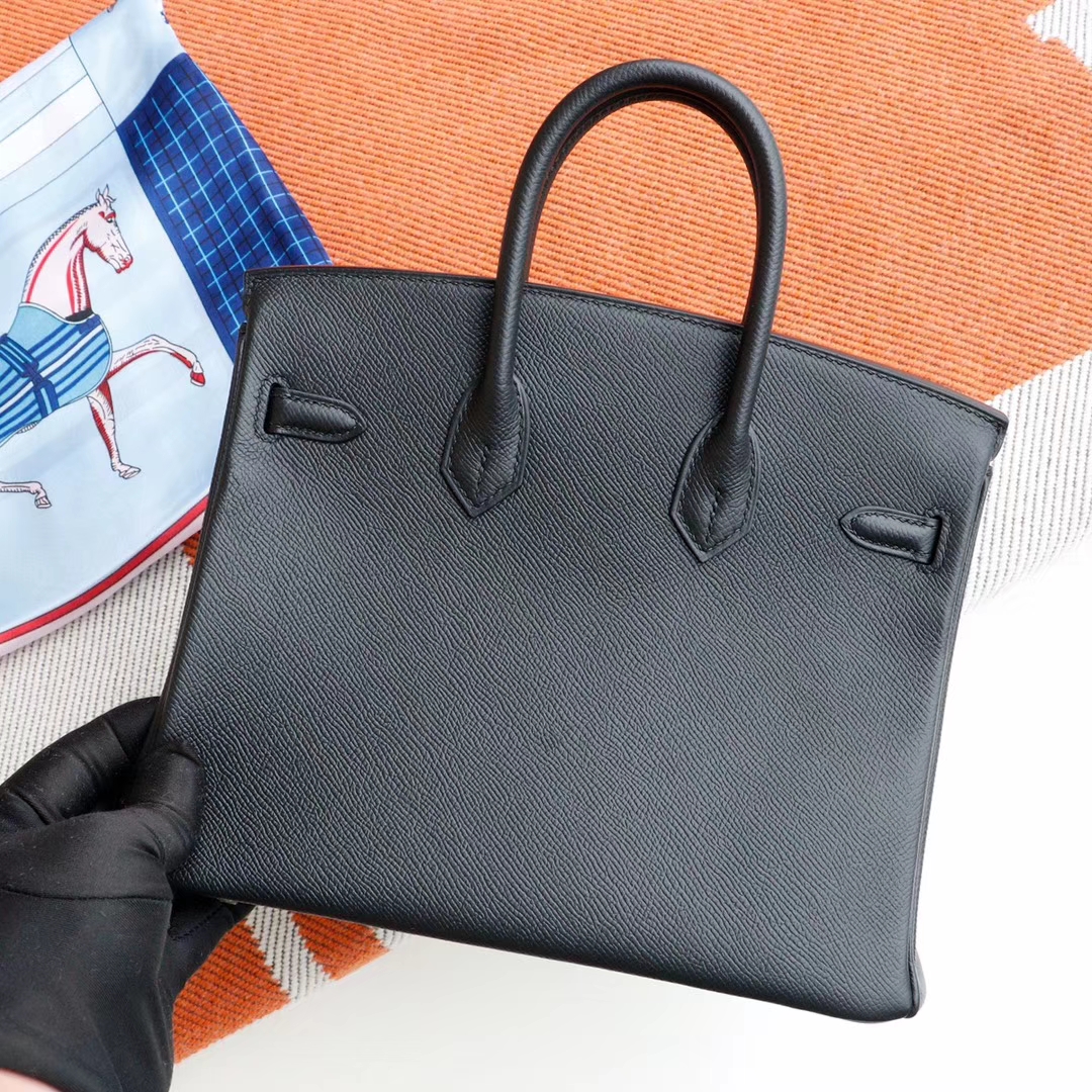 爱马仕 Birkin25CM CC89黑色 铂金包法国Epsom皮 老师傅全手缝 金扣