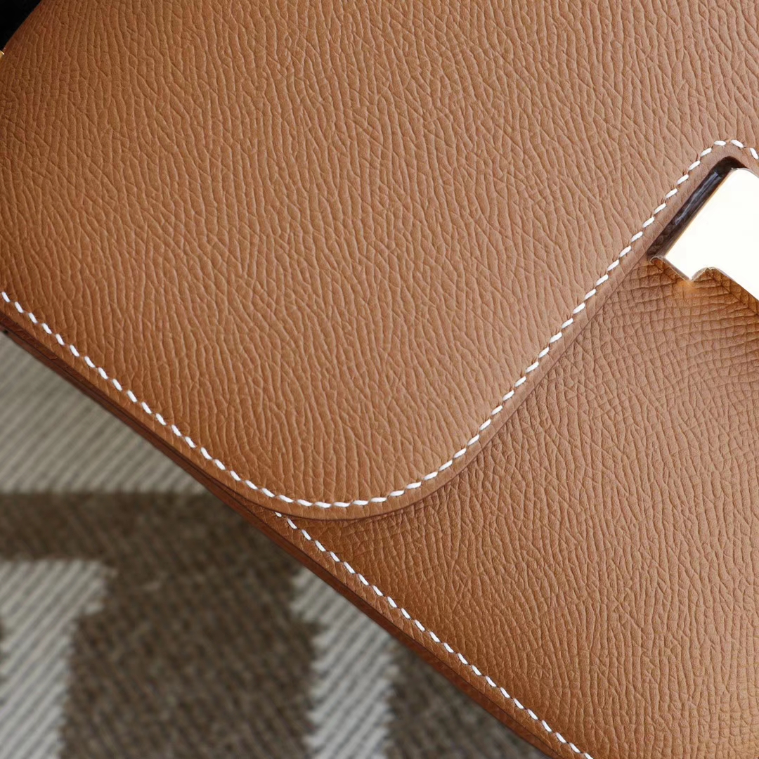 HERMES CK37金棕 金扣 Constance24CM 空姐包 原厂Epsom皮 纯手工手缝工艺制作